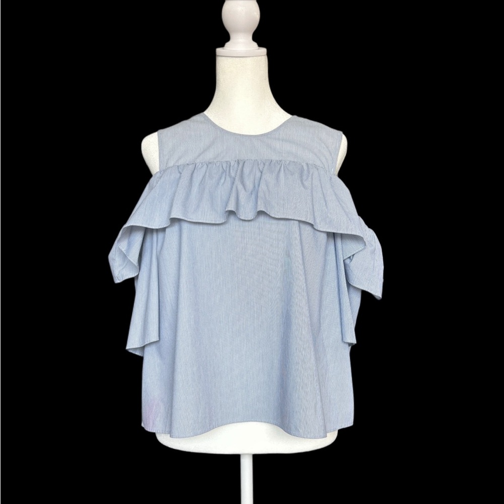 Blue Ruffled BCBG Top